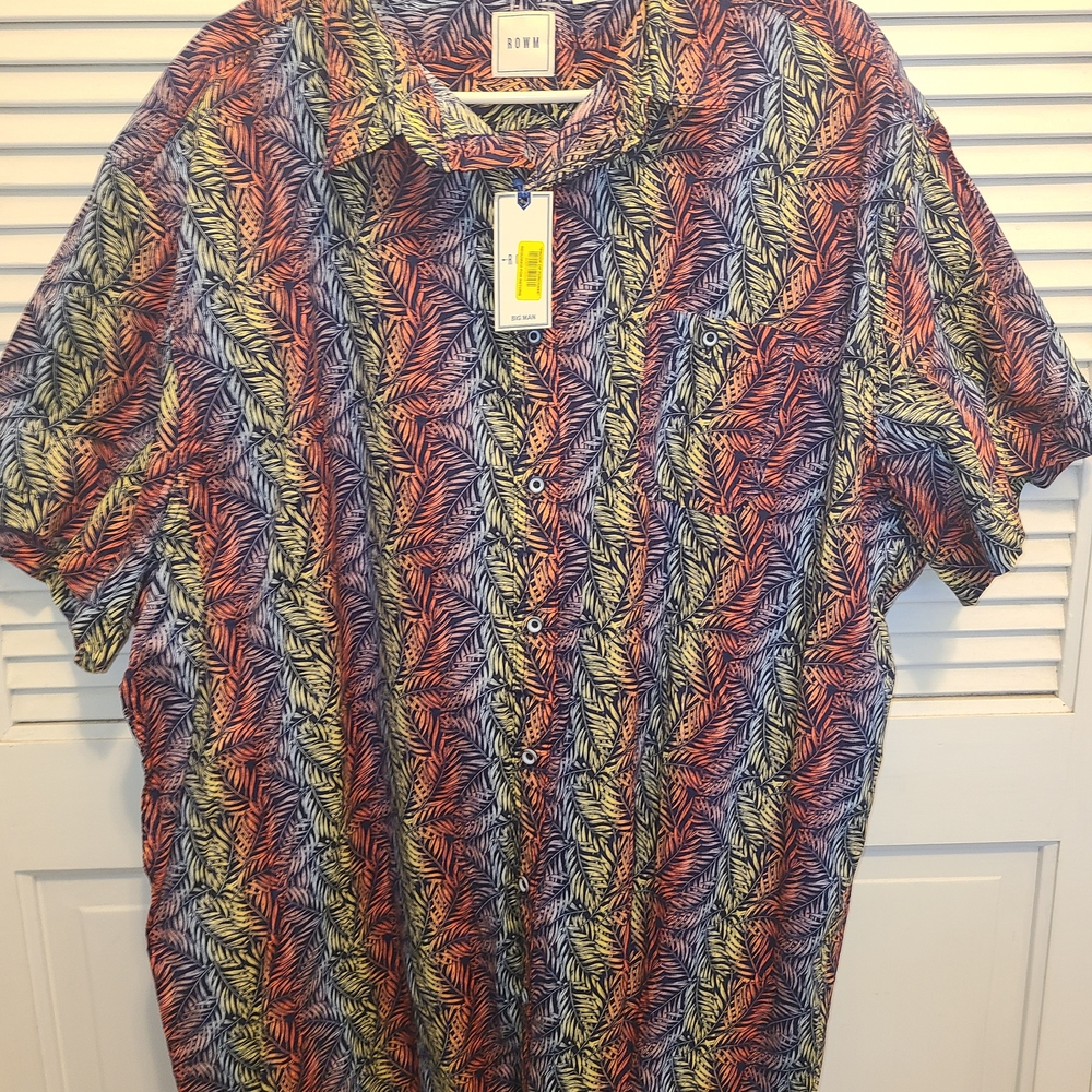 Vibrant Leaf Pattern Button Down Shirt NWT - image 1